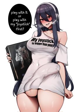 1futa balls big_balls big_breasts big_penis black_hair blush boner boner_under_clothes bottomless breasts bulge bulge_to_side clothed clothing commission dirty_talk english_text erection erection_under_clothes erection_under_clothing erection_under_shirt exia_(nikke) futa_only futadom futadom_caption futanari goddess_of_victory:_nikke hi_res huge_cock human intersex large_breasts large_penis light-skinned_futa light_skin long_hair mostly_clothed penis precum precum_through_clothing shirt_only solo standing t-shirt t-shirt_only tenting text_on_clothing unbeller
