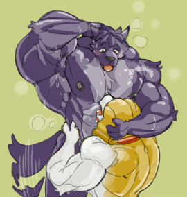 2025 anthro anthrofied armpit_hair belfort_(belfort_and_lupin) belfort_and_lupin big_muscles black_body black_fur black_nipples bodily_fluids body_hair canid canine canis collar domestic_dog duo fur hand_behind_head hand_on_head hand_on_hip huge_muscles hyper hyper_muscles licking_other looking_at_another lupin_(belfort_and_lupin) male mammal muscles muscular nipples nude smile stagor55 sweat tail tail_motion tailwag tongue tongue_out wolf wolfdog