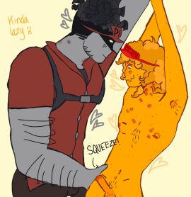 2boys artist_request bulge elliot_(forsaken) elliot_(work_at_a_pizza_place) forsaken_(roblox) gay_male height_difference hickey_marks male muscular muscular_male naked_male pizza_game_(roblox) pizza_guy_(pizza_game_(roblox)) roblox roblox_game robloxian size_difference squeezing_butt tagme twink