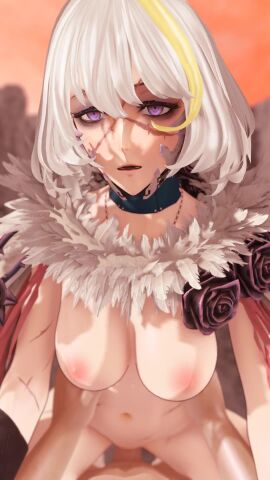 1boy 1girls 3d 3d_animation animated breasts code_vein cowgirl_position eva_roux female_focus lazyprocrastinator light-skinned_female light_skin medium_hair navel nipples no_sound penetration pov pov_eye_contact purple_eyes riding scars sex tagme video white_hair