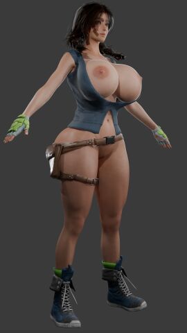 1girls 3d ass breasts female huge_ass huge_breasts julia_chang model nipples pussy solo tekken thick_thighs