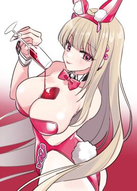 1girls alternate_costume bowtie breasts bunny_ears bunny_tail bunnysuit champagne_glass cleavage collar fake_animal_ears female female_focus female_only goddess_of_victory:_nikke kashii_kaoru large_breasts leotard light_brown_hair pantyhose solo_focus viper_(nikke) viper_(toxic_rabbit)_(nikke) wrist_cuffs