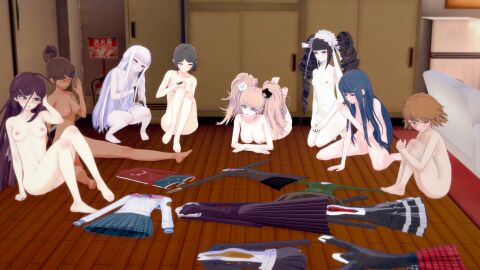 1boy 1femboy 3d 7girls asahina_aoi ass breasts celestia_ludenberg danganronpa dark-skinned_female dark_skin embarrassed female femboy fujisaki_chihiro fukawa_touko junko_enoshima kirigiri_kyouko koikatsu light-skinned_female light_skin maizono_sayaka male mukuro_ikusaba multiple_females multiple_girls nude pale-skinned_female pale_skin pussy solo_male strip_poker tagme ultimateenf