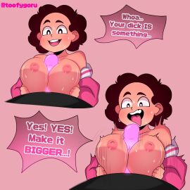 boobjob breasts chad_steven english_dialogue english_text gay gay_sex heart-shaped_pupils jacket jacket_only jacket_open male male/male male_boobs male_breasts male_focus male_only male_with_breasts masturbation pink_steven shape_shifter speech_bubble speech_bubbles steven_quartz_universe steven_universe toofygoru