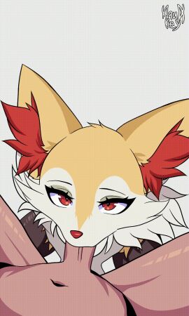 1boy 1girls 3:5 animated anthro aquakey blush bodily_fluids braixen breasts canid canine digital_media_(artwork) duo fellatio female fur generation_6_pokemon genitals hi_res human inner_ear_fluff live2d looking_at_viewer male male/female mammal nintendo oral penile penis pokemon pokemon_(species) sex short_playtime simple_background straight sucking tuft vertical_video yellow_body yellow_fur