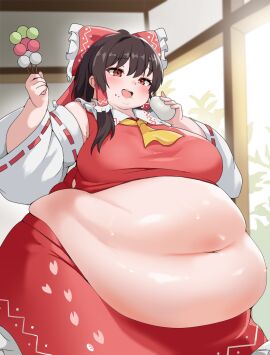 ass bbw belly_overhang big_belly big_female blush chubby chubby_female double_chin eating embarrassed fat fat_arms fat_ass fat_female fat_fetish fat_rolls fatty female giantess huge_belly large_female massive_belly mini_giantess morbidly_obese morbidly_obese_female nerizou obese obese_female overweight overweight_female pig plump pork_chop reimu_hakurei thick_thighs touhou tubby weight_gain