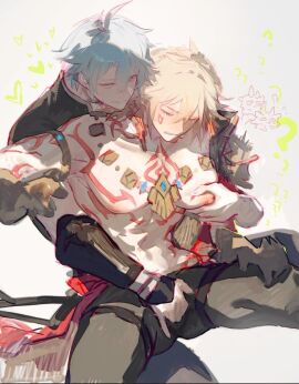 cuntboy fingering from_behind gay gay_male honkai:_star_rail intersex male mydei_(honkai:_star_rail) pantyhose phainon_(honkai:_star_rail) yaoi