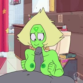 1boy 1girls animated artist_request boobjob breasts cum cum_in_mouth cumming female gem_(species) male masturbation peridot_(steven_universe) shortstack steven_universe tagme tiny_breasts
