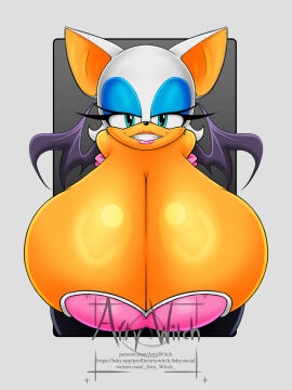 3:4 anthro artywitch bat big_breasts breasts cleavage clothed clothing fangs female hi_res huge_breasts mammal rouge_the_bat sega sonic_(series) sonic_the_hedgehog sonic_the_hedgehog_(series) teeth text url