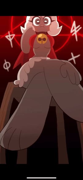 1girls amanda_the_adventurer animated anthro breasts cult_of_the_lamb female furry grey_body lamb_(cult_of_the_lamb) letterbox looking_at_viewer looking_down looking_down_at_viewer looping_animation medium_breasts neck_bell pochi_science pochi_science_(artist) red_crown_(cult_of_the_lamb) rule_63 sitting smirking_at_viewer solo vertical_video white_hair wooly_(amanda_the_adventurer)