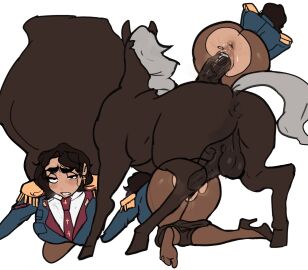 1animal 1girls anus balls brown_hair cum cum_in_pussy cum_inside dolecat dominant_feral earring equine equine_genitalia equine_penis female female_on_feral feral_dominating_human feral_domination high_heels horse horse_penis horsecock looking_pleasured male maya_(dolecat) military_uniform penis pussy pussy_juice ripped_clothing ripped_pantyhose testicles veiny_penis zoophilia