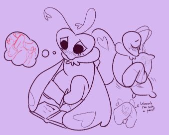 blush blushcrunch_studio dandy's_world female female_masturbation flutter_(dandy's_world) humping_pillow masturbation shrimpo_(dandy's_world) shrimpopussy solo_female sweat thinking_of_someone_else