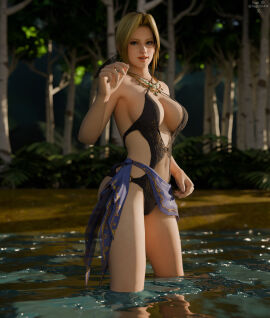 3d alluring big_breasts blonde_hair breasts cleavage dead_or_alive dead_or_alive_2 dead_or_alive_3 dead_or_alive_4 dead_or_alive_5 dead_or_alive_6 dead_or_alive_xtreme dead_or_alive_xtreme_2 dead_or_alive_xtreme_3 dead_or_alive_xtreme_3_fortune dead_or_alive_xtreme_beach_volleyball dead_or_alive_xtreme_venus_vacation female in_jungle_pool jungle lake one-piece_bikini pareo sage3d tecmo wet