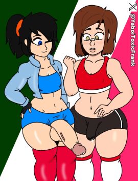 2boys bros_being_bros bulge erect_penis erection_under_clothing femboy femboy_on_femboy gay looking_at_penis male male_focus male_only multiple_boys multiple_males orginal_character original penis penis_out penis_size_difference penis_under_clothes ponytail precum precum_drip self_upload tight_clothing yaboitoxicfrank