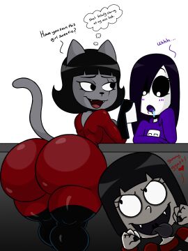 ! ... 2020s 2024 3girls 4_fingers ? anthro anthro_female arm_on_table ass ass_awe ass_bigger_than_head ass_focus bailey_booregard bending_over bent_over bent_over_table big_ass big_breasts black_hair black_sclera blush bob_cut breasts breasts_on_table breasts_out bubble_ass bubble_butt cat_ears cat_girl cat_humanoid cat_nose cat_tail catgirl choker dialogue drool drool_string drooling english english_dialogue english_text eyebrows_behind_hair eyelashes eyeliner fangs feet_out_of_frame female female_only furry furry_ears furry_female furry_tail ghost ghost_girl ghostlydoodles glistening glistening_butt glistening_clothing gloves grabby_hands grey_body grey_skin hair_over_one_eye hand_on_own_cheek hoodie huge_ass humanoid katie_(spookyryder) latex latex_clothing latex_suit latex_thighhighs light-skinned_female light_skin lip_piercing long_hair long_sleeves looking_at_another looking_at_ass looking_at_breasts looking_down nekomimi oc original original_characters pale-skinned_female pale_skin piercing piercings pointy_nose raised_eyebrow raised_eyebrows revealing_clothes revealing_clothing revealing_outfit samantha_(the_booregards) scar scar_across_eye shadow shiny shiny_ass shiny_clothes shiny_hair simple_background smug smug_face smug_smile spandex spandex_leotard spandex_suit spookyryder striped_sweater sweater text the_booregards thick_thighs thought_bubble tongue tongue_out vampire vampire_girl white_background white_body white_pupils white_skin wide_ass yuri ❤️