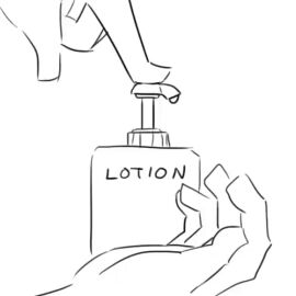 2015 5_fingers animated english_text gif hand lotion lotion_bottle manyakis suggestive suggestive_fluid suggestive_posing text white_background