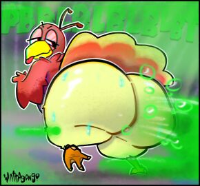 2d ambiguous_gender ass avian big_ass fart fart_cloud fart_fetish farting fat_ass furry furry_only green_fart_cloud looking_back miitopia nintendo no_genitals no_sex nonhuman onomatopoeia raising_leg solo sweat sweaty sweaty_ass tagme text thanksgiving thick_thighs turkey twerkey wattabongo