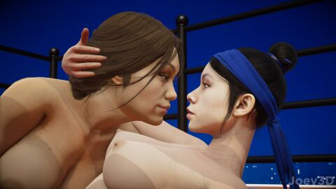 3d dark-skinned_female dark_skin female holding holding_head honey_select_2 imminent_kiss jade_(mortal_kombat) joey3d_(artist) kitana kitana_(mk11) light-skinned_female light_skin looking_at_partner mortal_kombat mortal_kombat_11 nude pool yuri