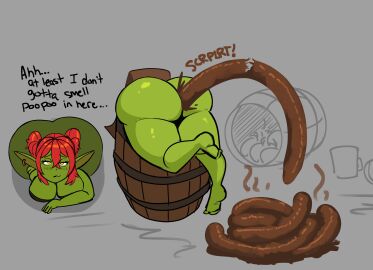 1girls alternate_version_available ass ass_bigger_than_torso ass_focus ass_out ass_up barrel big_breasts breasts commission english_text fart fart_cloud fart_fetish farting fat_ass female goblin goblin_female huge_ass hyper_feces hyper_scat imminent_scat loincloth loincloth_lift lolotron scat shitting shitting_on_floor simple_background stuck stuck_in_object thick_ass thick_thighs yellow_eyes