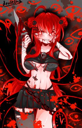 cyclea deuce_jeuce extreme_demon female female_only geometry_dash knife light-skinned_female light_skin red_eyes red_hair skinned the_yandere_(geometry_dash) yandere