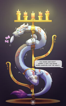 1girls arms_tied asphyxiation bondage bound breath_play candle chastity chastity_belt chastity_device cuff_(restraint) dragon eastern_dragon english_text female female_chastity female_only femsub feral fur hi_res legs_tied metal_cuffs muzzle_(object) muzzled mythological_creature mythological_scalie mythology n1k0 objectification restraints scalie solo tail text wax wax_play