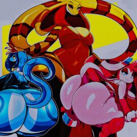 3girls anthro anus ass big_anus edit eeveelution female furry nasuisi pokemon pokemon_(species) pussy snake ssilmarie_(trinity-fate62) sylveon trinity-fate62