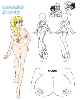 2girls ahoge big_breasts black_hair blue_eyes breasts cavendish cavendish_(female) embarrassed female footwear genderswap_(mtf) hug huge_breasts huge_thighs long_hair monochrome navel one_piece ponytail rule_63 sgbgdjvo_r_18 smile sweater text thighs trafalgar_law trafalgar_law_(female) white_background wink yellow_hair