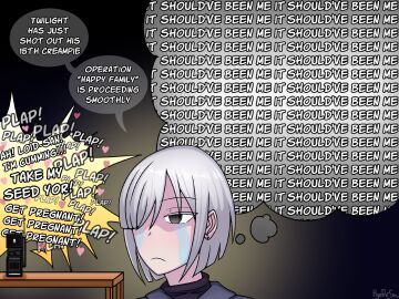 1girls 2d announcing_orgasm blush dialogue doggy_style english_text female female_only get_pregnant_(meme) hazel_eyes hyoreisan impregnation_request plap plap_(sound) plap_plap_plap_get_pregnant_(meme) rolling_eyes solo spy_x_family text