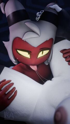 2025 3d_(artwork) 9:16 anthro between_thighs bodily_fluids canid canid_demon canine clothing cunnilingus demon digital_media_(artwork) duo female fur genital_fluids handwear head_between_thighs hellhound helluva_boss hi_res horn horn_grab imp karouart legwear looking_at_another loona_(helluva_boss) male male/female mammal moxxie_(helluva_boss) mythological_canine mythological_creature mythology nipples oral pussy red_body sex tongue tongue_out vaginal_fluid_string vaginal_fluids vaginal_penetration white_body white_fur yellow_eyes