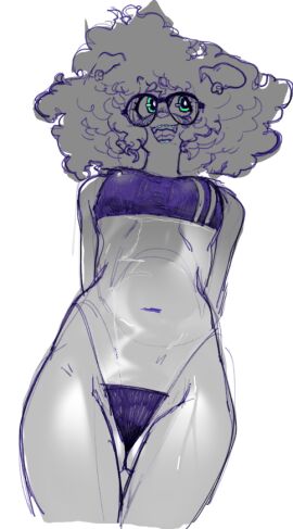 1girls afro anthro anthro_only arms_behind_back bikini bikini_bottom braces breasts canine dog_ears dog_girl ears_down evilpenislair female female_focus female_only furry furry_only glasses glasses_on_head green_eyes gris_swimsuit male nerd nerdy_female penis sketch skinny skinny_female small_breasts smile solo solo_female solo_focus thighs thong thong_bikini thong_panties white_background