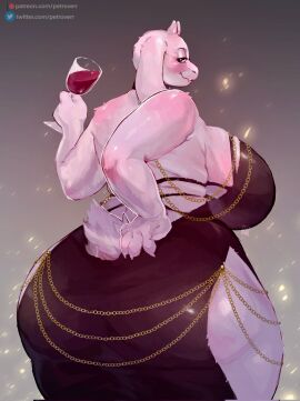 1girls 2d anthro ass big_ass big_breasts breasts bubble_ass bubble_butt female female_only furry furry_only half-closed_eyes huge_ass humanoid looking_at_viewer looking_back milf modakawa_dress petroverr seductive seductive_look solo thick_thighs toriel undertale undertale_(series) wide_hips