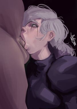 1boy 1girls 2024 all_the_way_to_the_base balls big_balls big_penis blowjob clothed_female_nude_male cock_hungry deepthroat deepthroat_holder deepthroat_no_hands digital_media_(artwork) eyes_rolling_back faceless_male fellatio female hungry_mouth jujutsu_kaisen korwuarts male mascara mei_mei_(jujutsu_kaisen) messy_hair oral penis running_mascara runny_makeup slim straight white_hair