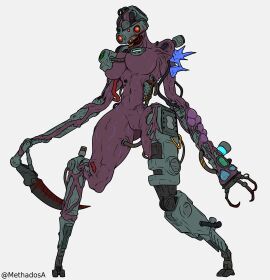 2d 2d_(artwork) 2d_artwork absurd_res belly belly_button big_thighs blade bodily_fluids boobs breasts dead_by_daylight digital_drawing_(artwork) digital_media_(artwork) fanart female female_focus female_only genitals hi_res humanoid hux-a7-13 legs licking licking_lips machine melee_weapon metal methados monster multi_eye multi_tongue nightmare_waifu polearm purple_body purple_skin pussy red_eyes robot rule_63 scythe simple_background solo solo_female solo_focus the_singularity the_singularity_(dbd) thick_thighs thighs tits tongue vein weapon white_background