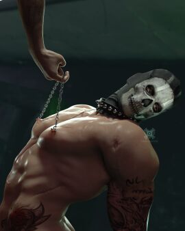 1boy breasts breasts_out call_of_duty call_of_duty_modern_warfare_2_(2022) gay ghost_(modern_warfare_2) male male_only masked_male muscular obbi_mation pierced_nipples scars_all_over simon_riley solo_focus solo_male tramp_stamp unseen_male_face