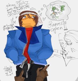 fellatio griefer_(block_tales) kyoko_(block_tales) open_jacket player_(block_tales) thinking_of_someone_else unzipped_pants