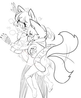 1boy 1girls anthro backsack balls ballsack female femboy_on_female from_behind kemonomimi male saitomoriyama sketch small_but_hung small_dom_big_sub white-haired_wolf_boy_(bupiti)