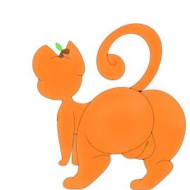 absurd_res all_fours alpha_channel alpog21_(artist) ass big_ass big_butt big_pussy curling_tail domestic_cat ears_up felid feline felis female feral genitals hi_res leaf leaf_on_head looking_away mammal orange_body orange_butt orange_ears orange_head orange_legs orange_paws plump_labia pussy simple_background solo tail transparent_background trod
