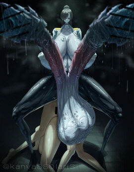 2_penises balls balls_clench big_balls big_penis black_eyes breasts canvassolaris diphallia diphallism futanari huge_balls huge_cock huge_penis intersex large_penis multi_genitalia multi_penis penis testicles testicles_clench valentina_(nuclear-il2) veiny_balls veiny_penis veiny_testicles white_body