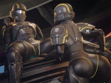 2024 2girls 3d 5_fingers armor armored_female ass bending_over big_ass big_breasts big_butt big_thighs breasts busty cameltoe female female_focus female_only fully_clothed helldiver_(helldivers) helldivers helldivers_2 helmet hi_res highres hips hourglass_figure large_ass large_breasts large_butt legs legs_open long_legs mask masked masked_female pussy round_ass sitting slim_waist thick_thighs thighs voluptuous wide_hips wotm8h8