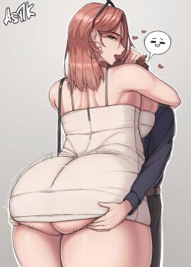 ass astlk back back_view curvy curvy_figure dress female grabbing grabbing_ass male thick_ass