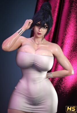 1girls 2020s 2025 3d 3d_(artwork) anime areolae areolae_visible_through_clothing artist_logo artist_signature ass bare_shoulders big_ass big_breasts big_butt black_hair blue_eyes bracelets breasts cleavage clothed clothed_female clothing colored curvaceous curves curvy curvy_body curvy_female curvy_figure curvy_hips earrings female full_color fumitan_admoss glasses gundam gundam_tekketsu_no_orphans hagiwara_studio hair_between_eyes hair_bun hips huge_ass huge_breasts huge_butt jewelry large_ass large_breasts large_butt light-skinned_female light_skin lipstick maid necklace nipples nipples_visible_through_clothing pearl_necklace pubic_hair red_lipstick seductive see-through see-through_clothing strapless_dress thighs titties white_dress