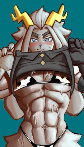 abs absurd_res animal_print animal_print_bikini anthro antlers big_ears bikini blue_eyes blush bovid breasts caprine clothed clothing cow_print cow_print_bikini female floppy_ears front_view fur goat green_background grey_body grey_clothing grey_fur grey_hair grey_nose grey_topwear hair hi_res horn hybrid jackalope lagomorph leporid long_ears looking_at_viewer lop_ears mammal muscular muscular_female navel pattern_bikini pattern_clothing pattern_swimwear pseudoregalia rabbit raised_clothing raised_topwear redmanart simple_background solo swimwear sybil_(pseudoregalia) topwear two-piece_swimsuit under_boob wide_hips yellow_antlers