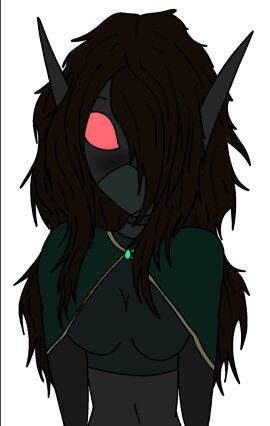 2d blush breasts brown_hair choker cloak clothed clothing dark-skinned_female dark_skin elf elf_ears elf_female elf_girl female female_focus female_only gem gloves green_cloak green_clothing green_mask grey_body grey_skin grey_skinned_female gyeegg hair long_ears long_hair looking_at_viewer mask masked messy_hair mostly_clothed nipples original original_character pink_eyes shoulders solo solo_female solo_focus topwear uncensored upper_body wild_hair woman_only