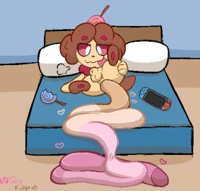 animal_genitalia anthro anus ass balls bed breath candy colored_feces dessert digital_media_(artwork) excessive_feces fairyfudge feces feces_pile food food_scat furniture generation_6_pokemon genitals heart_symbol hyper_feces hyper_scat lollipop lying male mitzu_(fairyfudge) nintendo nintendo_switch pink_eyes pink_feces pokemon pokemon_(species) pooping_on_bed pooping_on_floor scat sheath signature slurpuff solo spread_ass spread_butt spreading tongue tongue_out unusual_feces