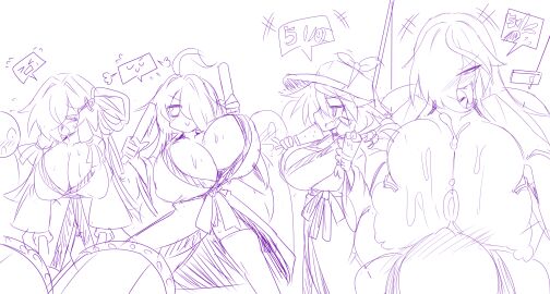 1boy 4girls big_breasts blush breasts breasts_bigger_than_head breasts_out crowd cum cum_drip cum_on_breasts female grey_hair hair_over_one_eye heart hi_res highres huge_breasts kimono kotonoha_akane large_breasts looking_at_viewer male mei's_mother_(2b213) mei_(2b213) monochrome open_mouth original original_characters paizuri pov purple_eyes rindou_(p41neko) rubber_duck smile sweat voiceroid water