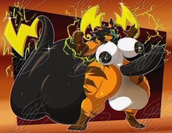 2025 absurd_res anthro balls big_balls big_breasts big_penis big_tail breasts digital_media_(artwork) electricity erection fan_character female fur generation_1_pokemon generation_9_pokemon genitals gynomorph hair hi_res huge_balls huge_breasts huge_cock huge_tail hyper hyper_genitalia hyper_penis hyper_tail intersex looking_at_viewer mammal mega_evolution mega_raichu mega_raichu_y muscular muscular_anthro muscular_female nintendo nipple_piercing nipples orange_body orange_fur penis piercing pokemon pokemon_(species) raichu rodent shaded shieradevil signature smile solo solo_focus tail thick_thighs