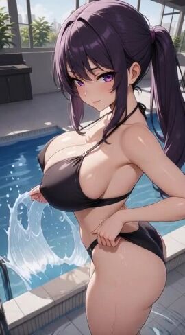 1girls ai_generated ai_generated_background amira_zunes anime anime_girl anime_style ass big_ass big_booty big_breasts big_butt big_titties bikini bikini_bottom bikini_top bikini_top_removed bra_pull bra_pulled_up breasts civitai dripping_pussy female flashing flashing_bra flashing_breasts flashing_nipple from_behind from_behind_position original_character ponytail pool purple_eyes purple_hair pussy seductive seductive_eyes seductive_look seductive_smile tagme talkie-ai thick_thighs thighs thinfal titties vagina video wet_pussy