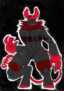 1boy 2d balls claws color forsaken_(roblox) fur guest_666_(forsaken) horns kakuziin male penis roblox roblox_game solo tagme tail