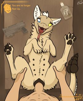 1boy 1girls absurd_res animal_genitalia aster_(zehfox) bethesda_softworks blue_eyes brown_nipples canine_genitalia duo fallout fangs female female_feral female_on_human female_penetrated feral feral_penetrated furniture gameplay_mechanics genitals gui gun handgun heterochromia hi_res holding_leg human human_male human_on_feral human_penetrating human_penetrating_female human_penetrating_feral hybrid interspecies larger_human larger_male larger_penetrating larger_penetrating_smaller light-skinned_male light_skin looking_pleasured lying male male/female male_human male_human/female_feral male_on_feral male_penetrating male_penetrating_female male_penetrating_feral mammal multi_nipple night_stalker_(fallout) nipples on_back on_table pawpads penetration pistol ranged_weapon size_difference smaller_female smaller_feral smaller_penetrated spread_legs spreading table teeth vaginal_penetration weapon yellow_sclera zehfox zoophilia
