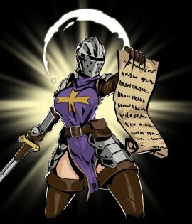 1girls armor crusader_(darkest_dungeon) darkest_dungeon female female_knight knight plate_armor thick_thighs thighs